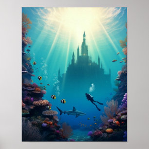 verborgen onderwaterkasteel poster