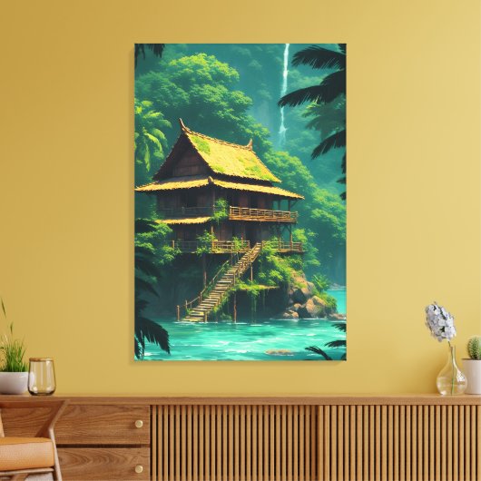 Verborgen Rumah in het Regenwoud Canvas Afdruk (Insitu (Woonkamer))