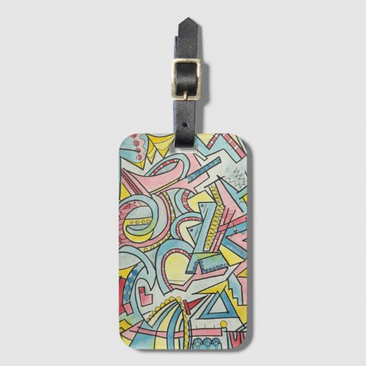 Verborgen Schat-Abstracte Kunst Met De Hand Geschi Bagagelabel (Voorkant (verticaal))