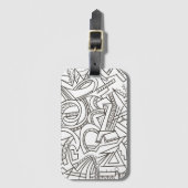 Verborgen schat-zwart en wit moderne geometrische bagagelabel (Voorkant (verticaal))