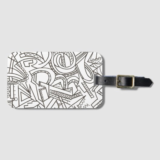 Verborgen schat-zwart en wit moderne geometrische bagagelabel (Voorkant (horizontaal))