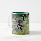 Verborgen Serenity Canada Geese Persoonlijk Tweekleurige Koffiemok (Voorkant links)