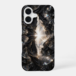 Verborgen sluier van licht - Zwart Goud Luxe iPhone 16 Hoesje