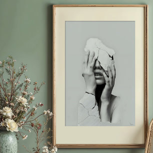 Verborgen Stilte – Surrealistisch Gebarsten Portre Poster