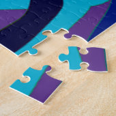 Verborgen tekst donkerblauwe paarse camouflage legpuzzel (Zijkant)