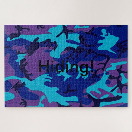 Verborgen tekst donkerblauwe paarse camouflage legpuzzel (Horizontaal)