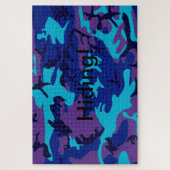 Verborgen tekst donkerblauwe paarse camouflage legpuzzel (Verticaal)