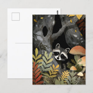 Verborgen wasbeer grillige illustratie briefkaart