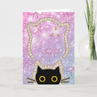 Verborgen Zwarte Kat die Kijkt Schattige Kawaii Ka