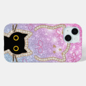 Verborgen Zwarte Kat die Kijkt Schattige Kawaii Ki Case-Mate iPhone Case (Achterkant (horizontaal))
