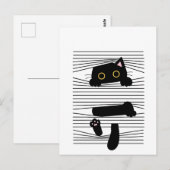 Verborgen Zwarte Kat Schattig Grappig Minimalistis Briefkaart (Voorkant / Achterkant)