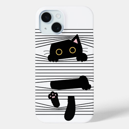 Verborgen Zwarte Kat Schattig Grappig Minimalistis Case-Mate iPhone Case (Achterkant)
