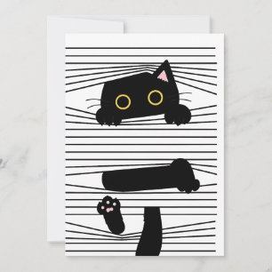 Verborgen Zwarte Kat Schattig Grappig Minimalistis Kaart
