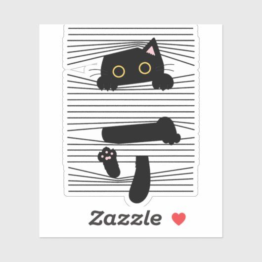 Verborgen Zwarte Kat Schattig Grappig Minimalistis Sticker (Vel)