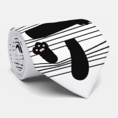 Verborgen Zwarte Kat Schattig Grappig Minimalistis Stropdas (Opgerold)