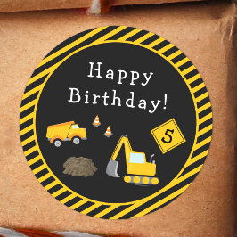 Verbouwing Happy Birthday met Age Boy Ronde Sticker