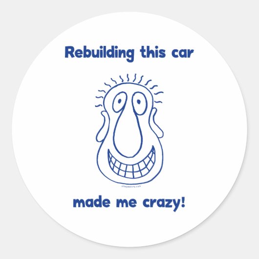 verbouwing van een oude auto ronde sticker (Voorkant)