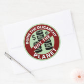 Verbrand de oligarchie, niet de planeet ronde sticker (Envelop)