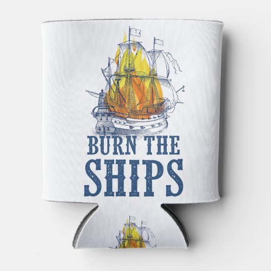 Verbrand de schepen, voor koning en landfankunst blikjeskoeler (Voorkant)