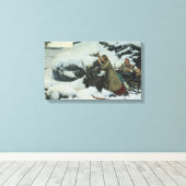 Verbrand dorp in de winter (door Albert Edelfelt) Canvas Afdruk (Insitu (Houten vloer))