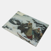 Verbrand dorp in de winter (door Albert Edelfelt) Deurmat (Schuin)
