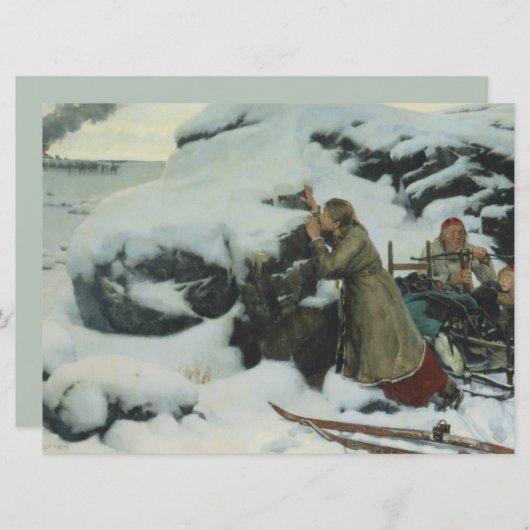 Verbrand dorp in de winter (door Albert Edelfelt) Kaart (Voorkant / Achterkant)