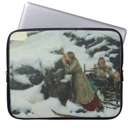 Verbrand dorp in de winter (door Albert Edelfelt) Laptop Sleeve