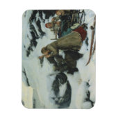 Verbrand dorp in de winter (door Albert Edelfelt) Magneet (Verticaal)