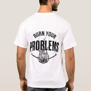 Verbrand je Problemen Grunge Schedel T-shirt