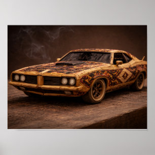 Verbrand Lucifer Klassieke Spierauto — Getextureer Poster