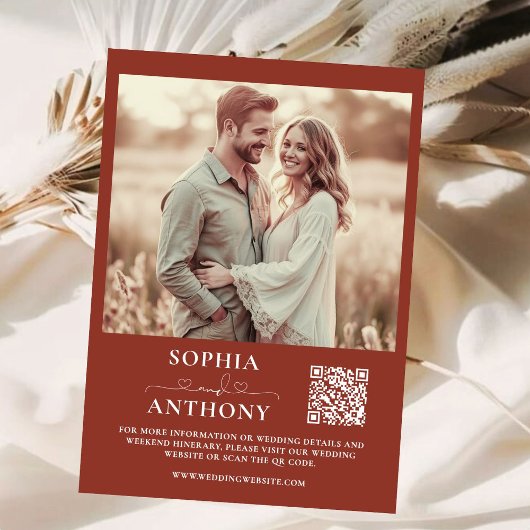 Verbrand nummer Boho QR-code Foto bruiloft Save The Date