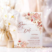 Verbrand nummer Boho QR-code Foto bruiloft Save The Date