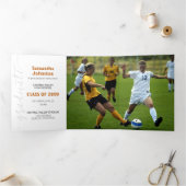 Verbrand Oranje Afstudeer Script Moderne Drie Foto Drieluik Uitnodiging (Binnen)