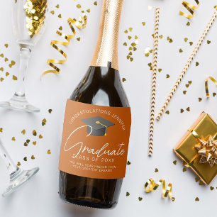 Verbrand Oranje Afstudeerfeest Sparkling Wijnetiket