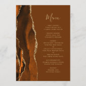 Verbrand Oranje Agate Bruine Bruiloft Menu (Voorkant)