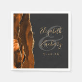 Verbrand Oranje Agate Gold Donkere bruiloft Servet (Voorkant)