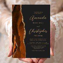 Verbrand Oranje Agate Gold Script Slate Weddenscha