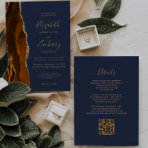 Verbrand Oranje Agate Goud Navy Blauwe QR Code Huw
