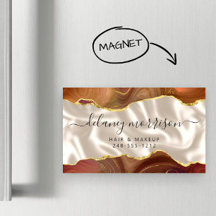 Verbrand Oranje Agate Gouden Glitter Ivoor Luxe Magnetisch Visitekaartje
