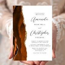 Verbrand Oranje Agate Gouden Scriptie Bruiloft