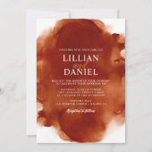 Verbrand Oranje Aquarel Foto Trouw Uitnodiging (Voorkant)