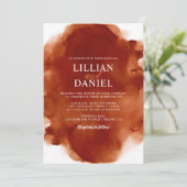 Verbrand Oranje Aquarel Foto Trouw Uitnodiging (Staand voorkant)