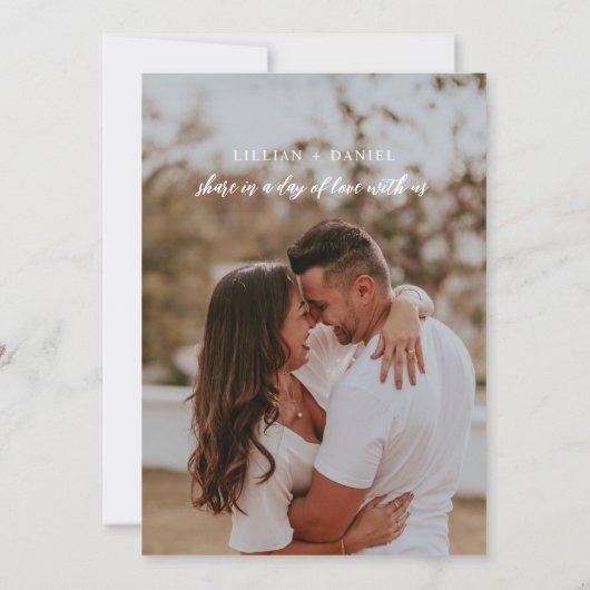 Verbrand Oranje Aquarel Foto Trouw Uitnodiging (Achterkant)