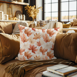 Verbrand Oranje Beige Aquarel Herfstbladeren Patro Kussen