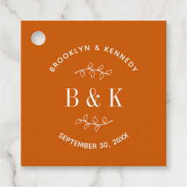 Verbrand Oranje Bloem Botanische Trouwkoppel Naam Bedankjes Labels