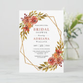 Verbrand Oranje Bloem Goud Frame Herfst Bruiloft F Kaart (Staand voorkant)