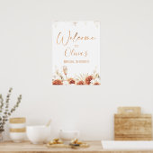 Verbrand Oranje Bloemige Boho Bruiloft Feest Welko Poster (Keuken)