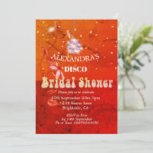 Verbrand Oranje Bloemige Disco Bal Bruiloftsfeest Kaart (Staand voorkant)