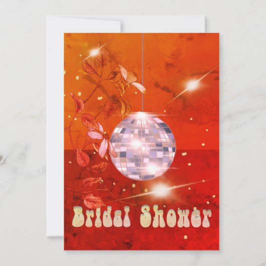 Verbrand Oranje Bloemige Disco Bal Bruiloftsfeest Kaart (Achterkant)