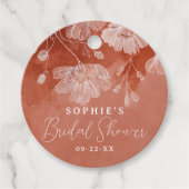 Verbrand Oranje Bloemige Trouw Bruiloftsfeest Favo Bedankjes Labels (Voorkant)